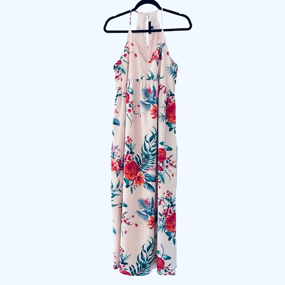 Gibson x Hi Sugarplum Pink Tropical Babydoll Maxi Dress, M - Picture 3 of 7